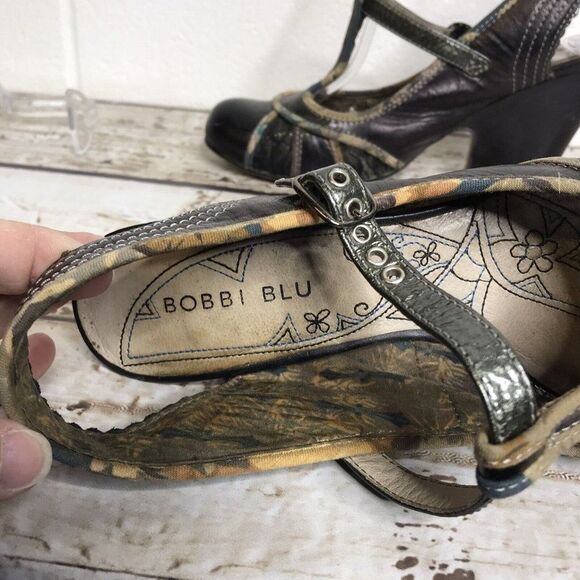 BOBBI BLU Womens 'Lola' 30's Style T-strap Brown Leather 3.5" Heel Size 8.5 M - Picture 9 of 12